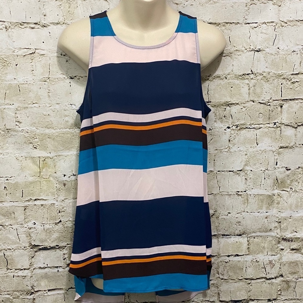 NWT Daniel Rainn Blue Striped Sheer Tank Top